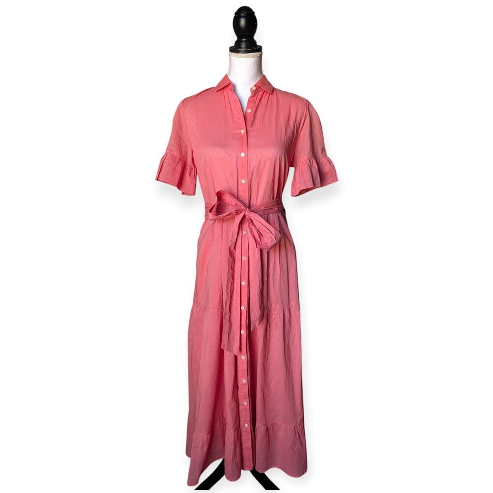 Trovata Birds of Paradis Martine Midi Dress in Rosado Dusty Pink Medium Tiered